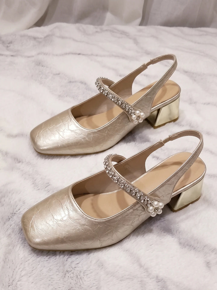 Melisande Rhinestone Champagne Sandals