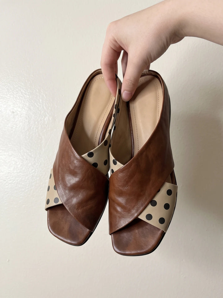 Eugenie Polka Dot Crossover Mule
