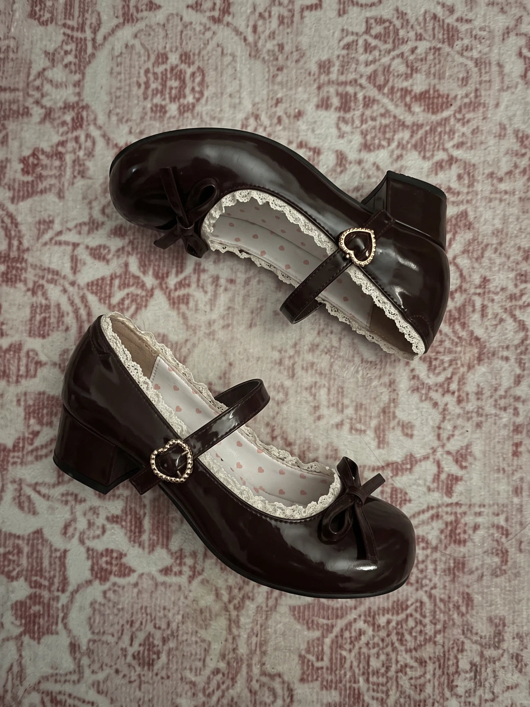 Fiorette Glossy Lace Mary Jane Heels
