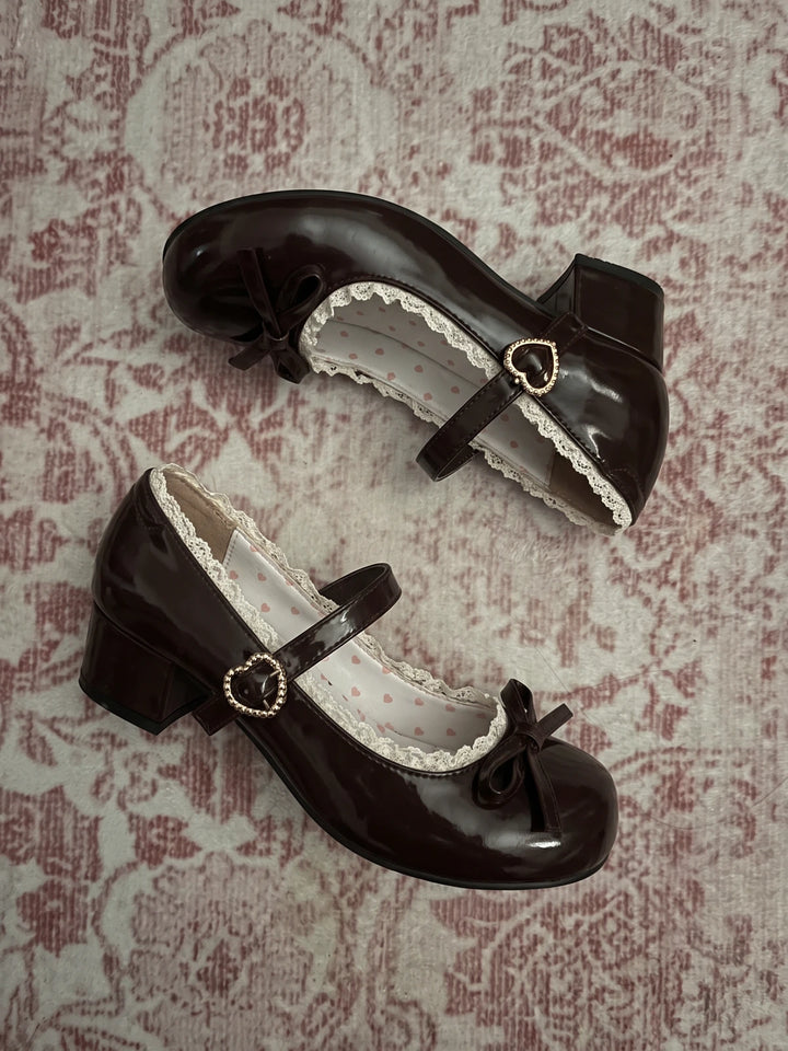Fiorette Glossy Lace Mary Jane Heels