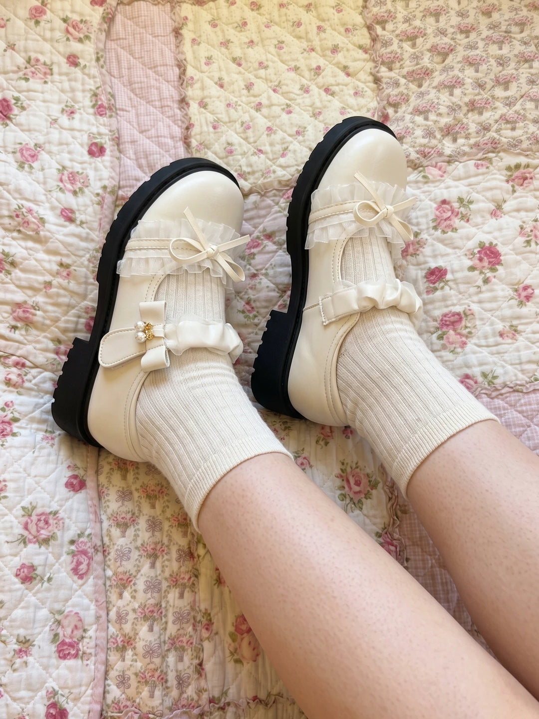 Odette Organza Frill Lug Mary Janes