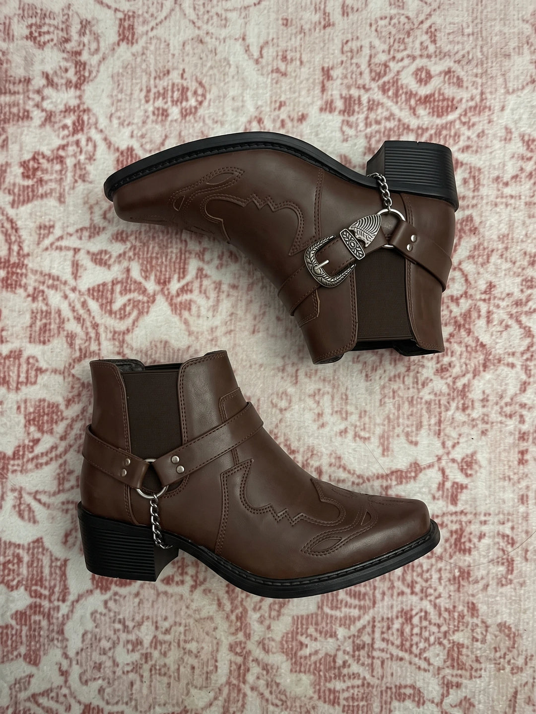 Solange Western Buckle Ankle Boots