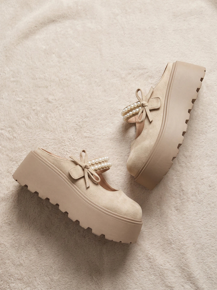 Valerie Pearl Bow Platform Mules