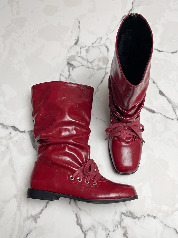 Margonne Red Patent Slouchy Boots