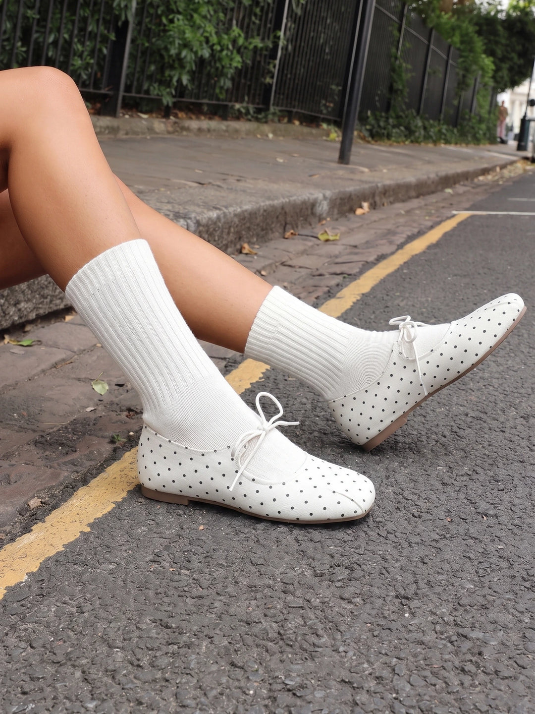 Mirellina Polka Dot Canvas Flats