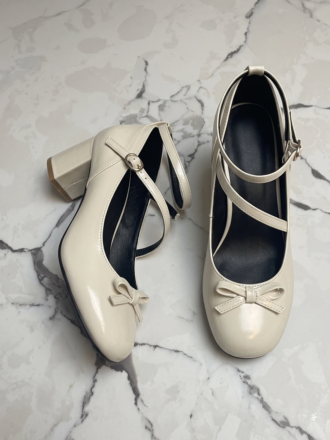 Fiorella Cream Bow Mary Jane Heels