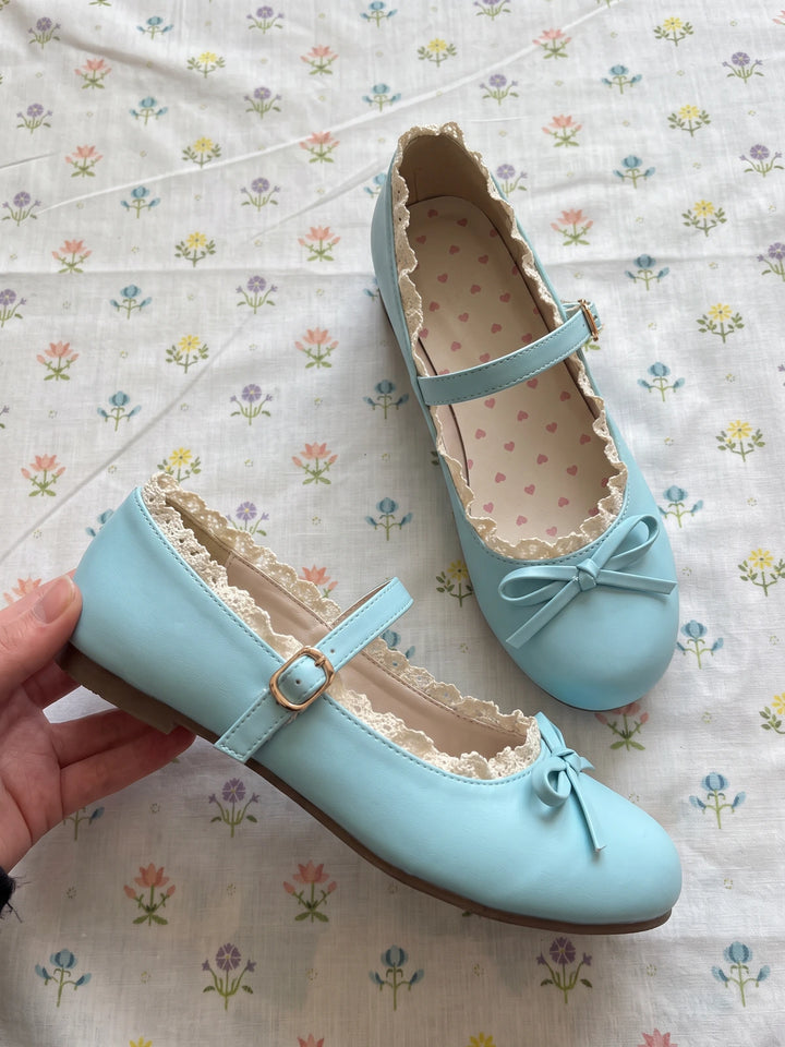 Perrine Lace-Trimmed Mary Jane Flats