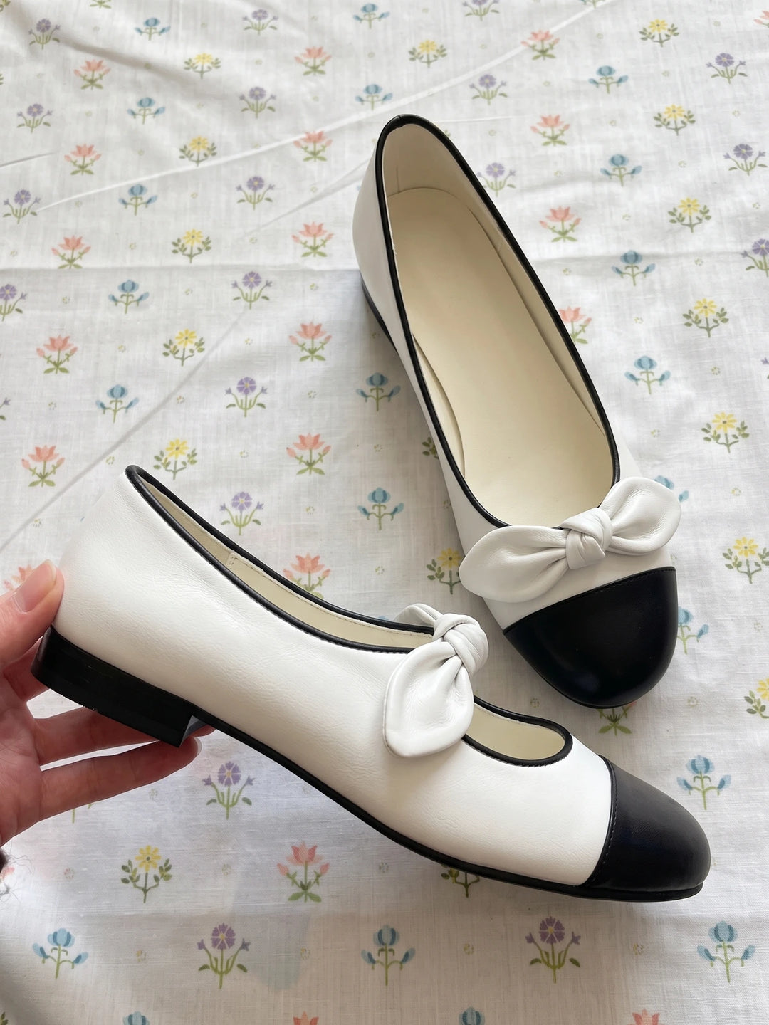 Orianne Two-Tone Bow Ballet Flats