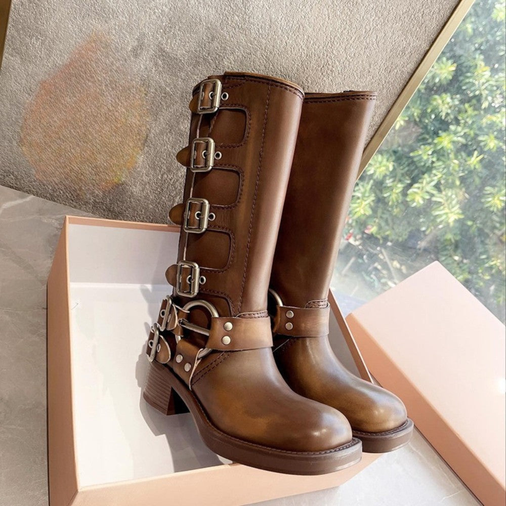 Vintage Buckle Riding Boots