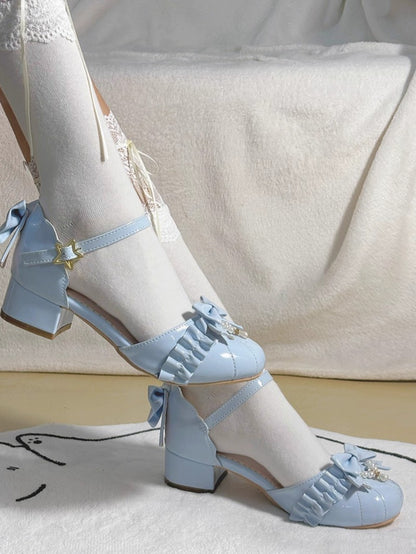 Pearl Bow Round-Toe Lolita Heels