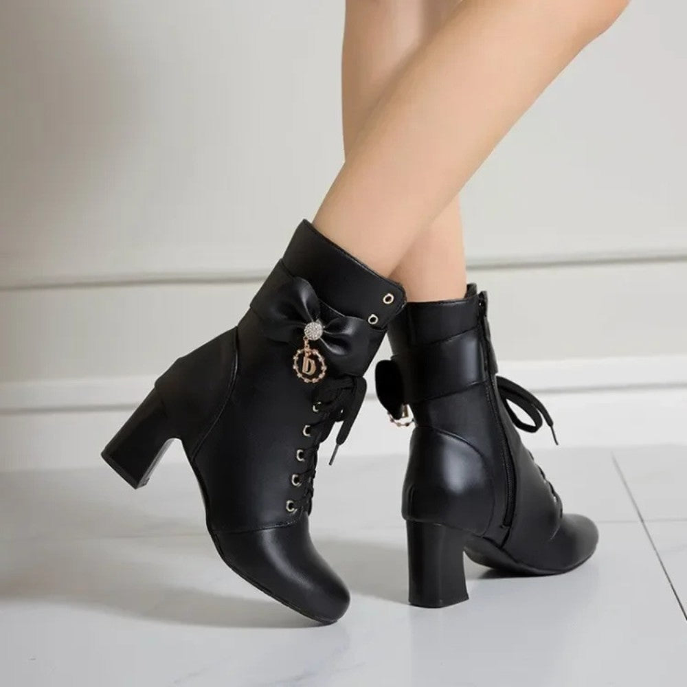 Side Zipper Chunky Heel Boots