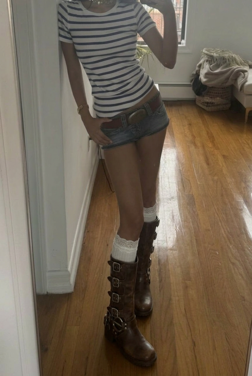 Vintage Buckle Riding Boots