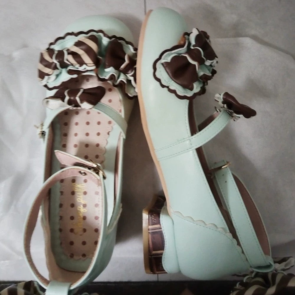 Sweet Ruffle Bow Low-Heel Shoes