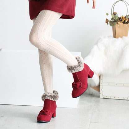 Fleece-Lined Suede Short Boots