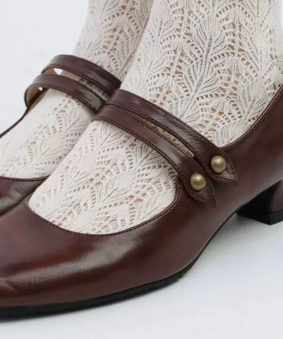 Retro Button-Strap Low Heel Shoes