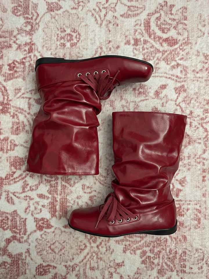 Margonne Red Patent Slouchy Boots