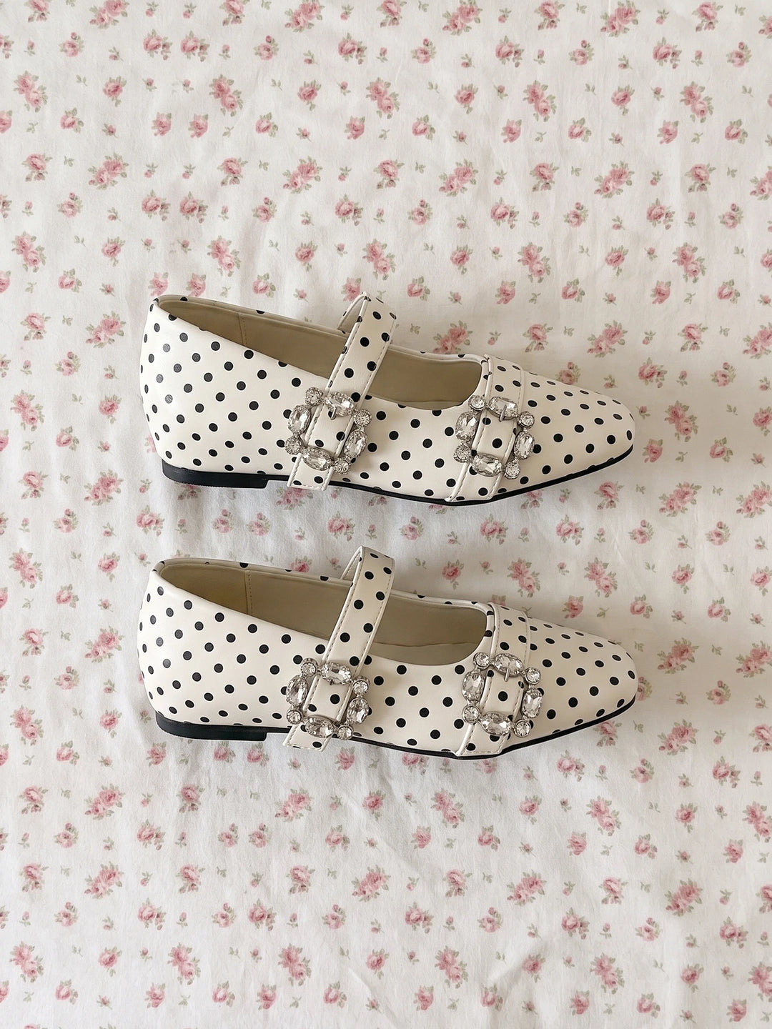 Ottaviolette Polka Dot Rhinestone Mary Janes