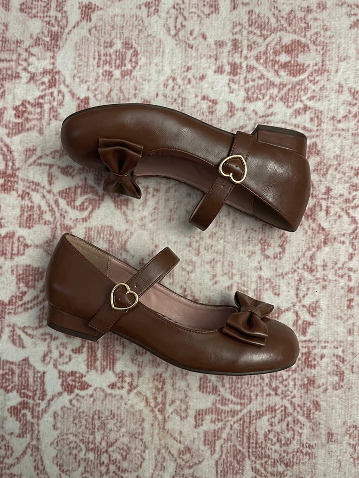 Zibeline Bow Heart-Buckle Mary Jane Heels