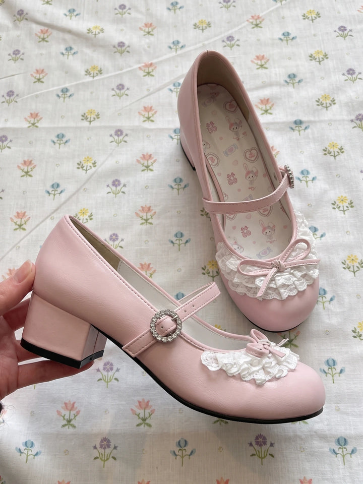 Monique Ruffled Bow Mary Jane Heels