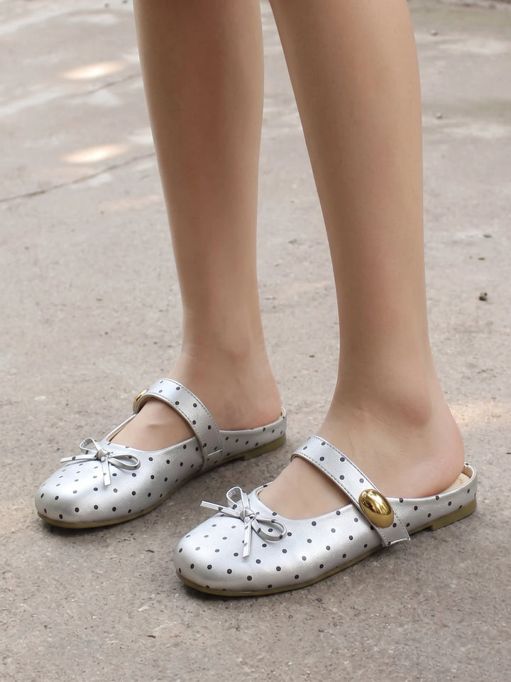 Zibelline Silver Dot Mule Flats