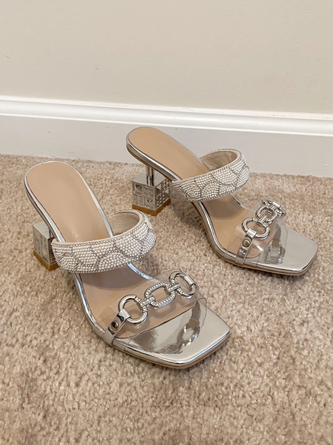 Tiphaine Beaded Chain Block Mules