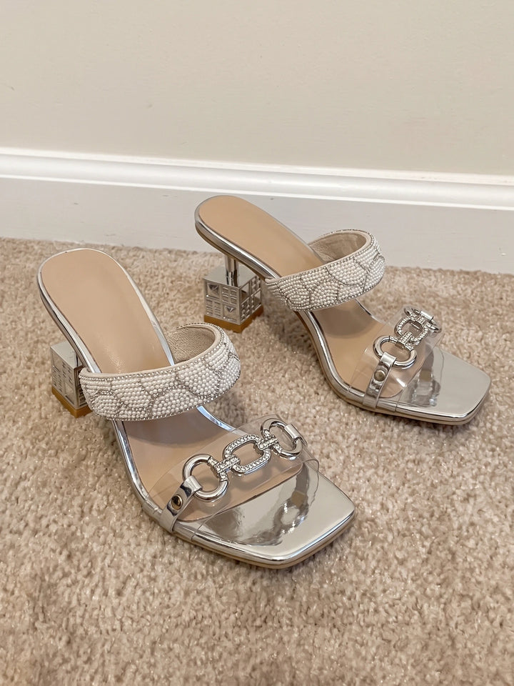Tiphaine Beaded Chain Block Mules