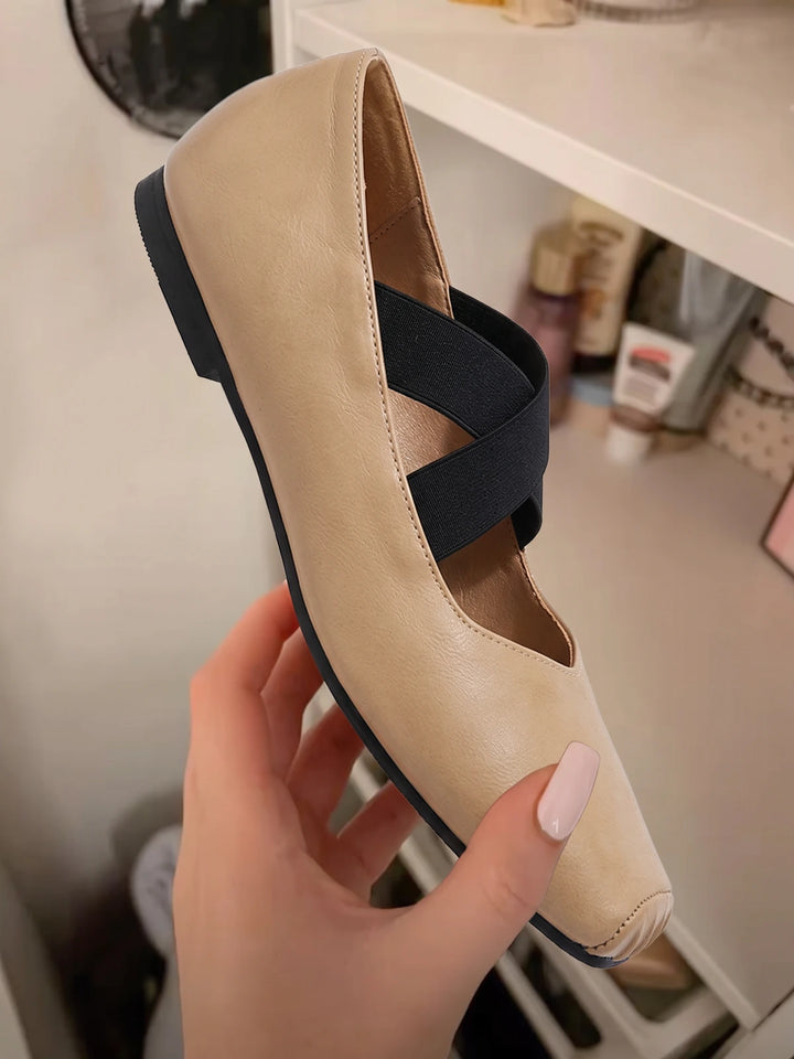 Odile Leather Square Toe Ballet Flats