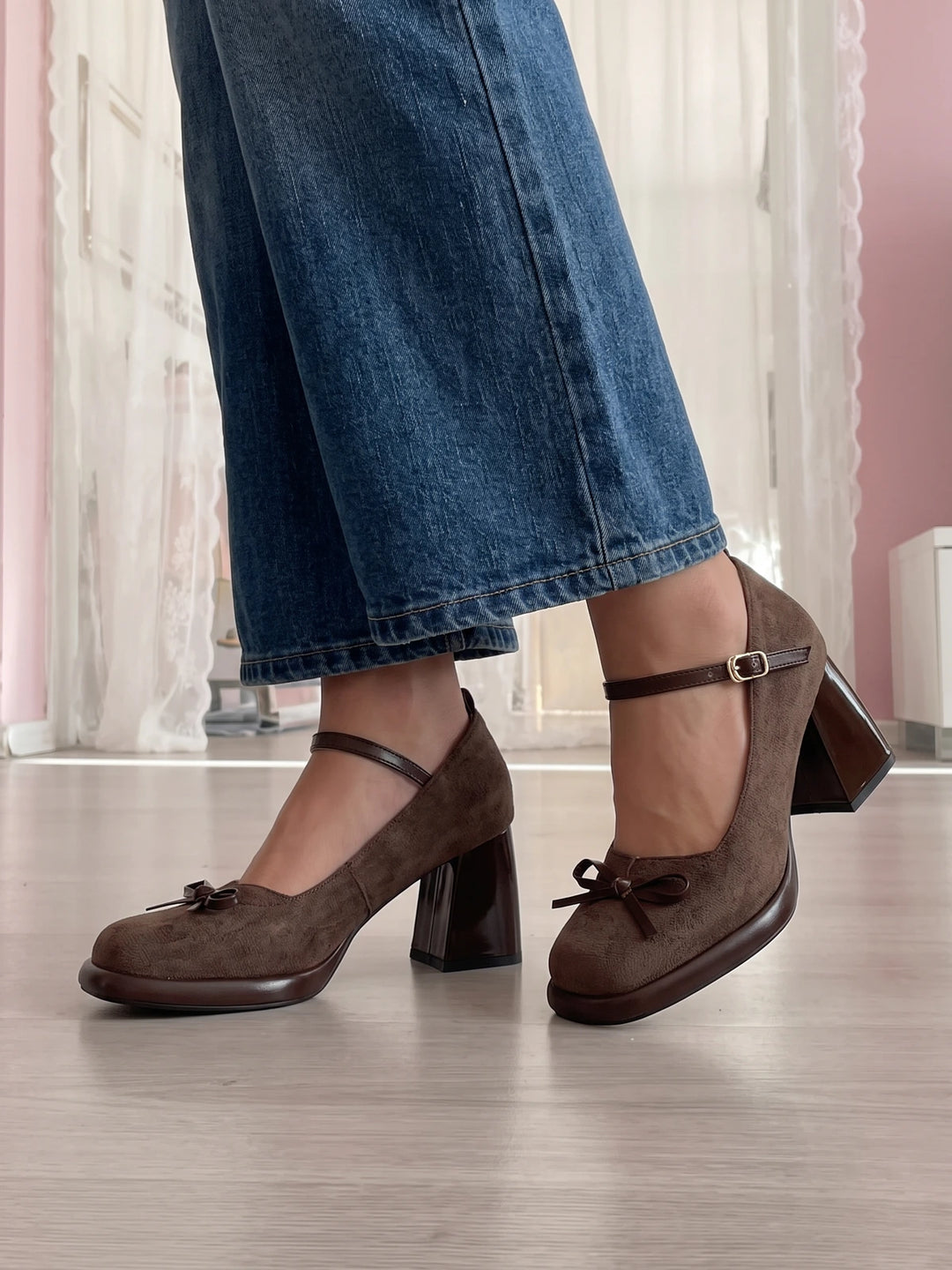 Soleil Suedette Bow Mary Janes