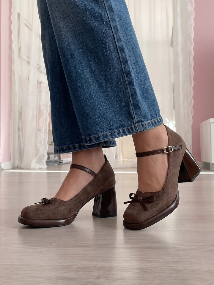 Soleil Suedette Bow Mary Janes