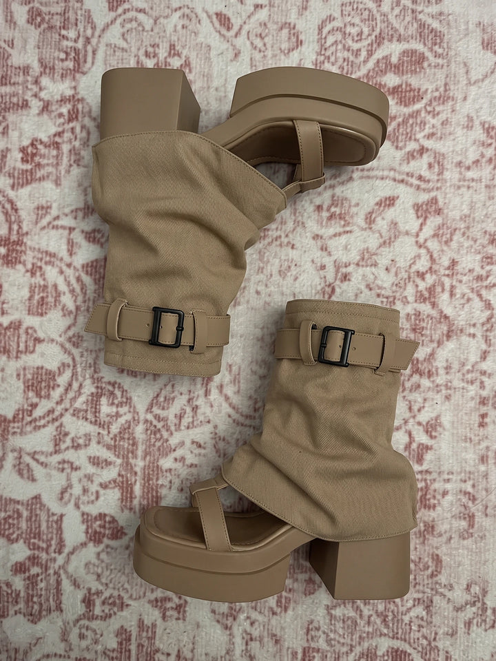 Sandrine Canvas Platform Boot Sandals