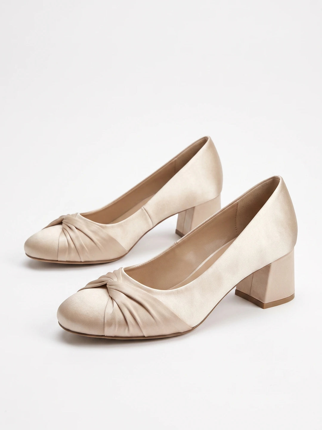 Therese Champagne Satin Knot Pumps