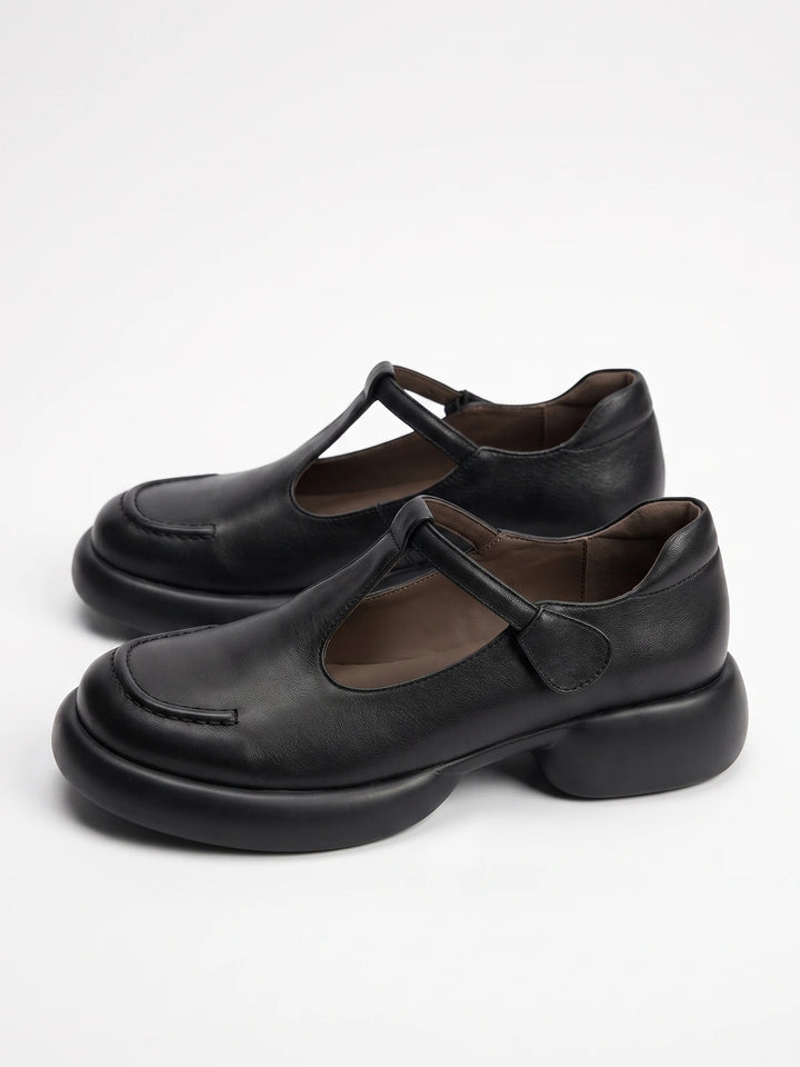 Alouette Matte Leather T-Bar Platforms