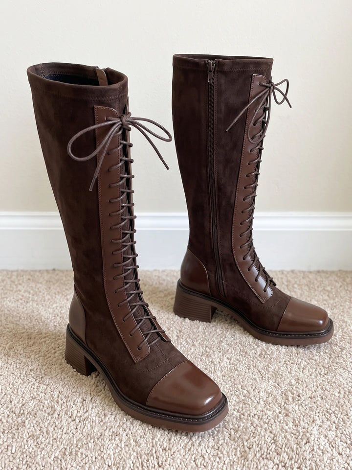 Elodie Knee-High Lace-Up Boots