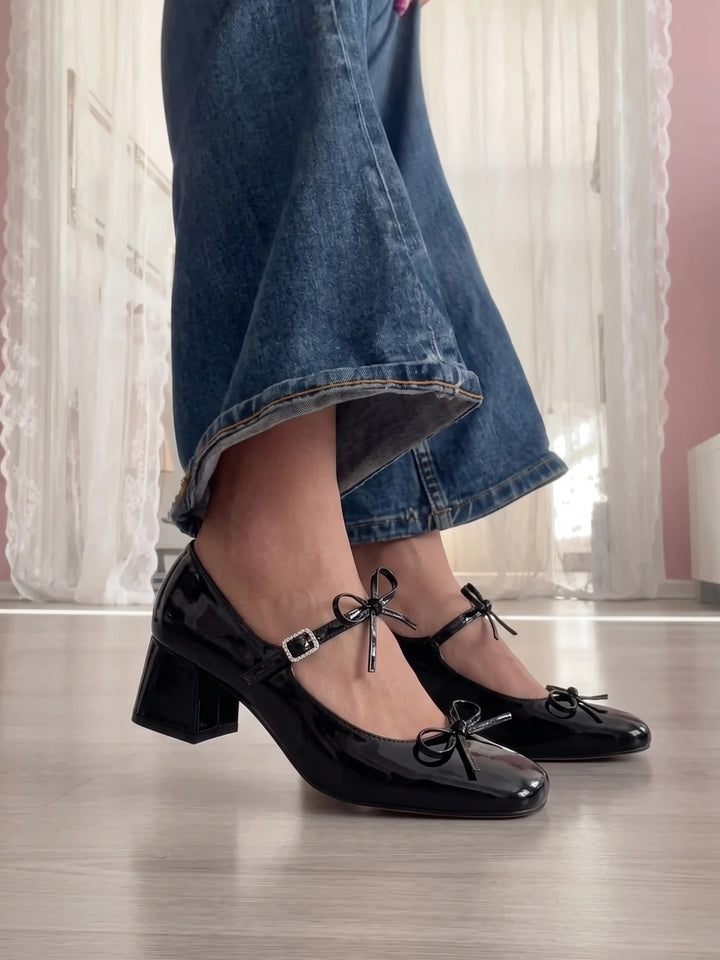 Philomene Crystal Bow Patent Mary Janes