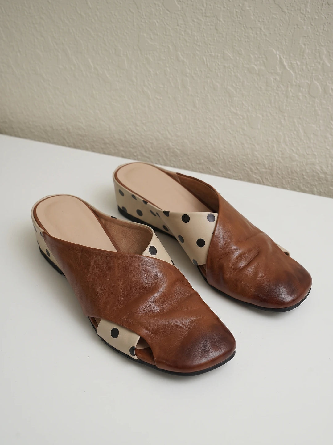Eugenie Polka Dot Crossover Mule