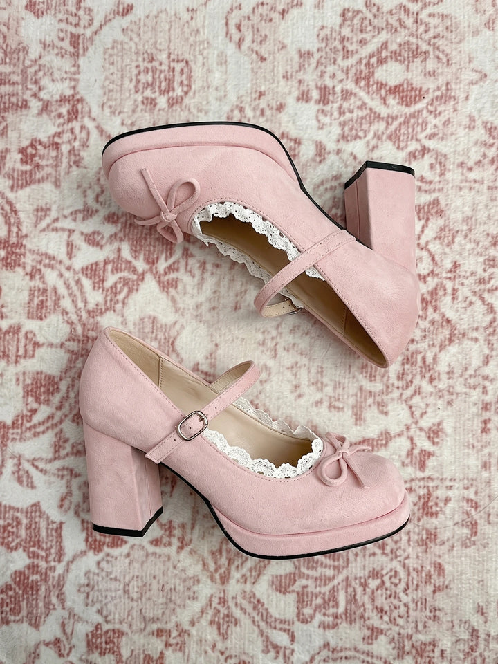 Zibeline Lace Bow Mary Jane Heels