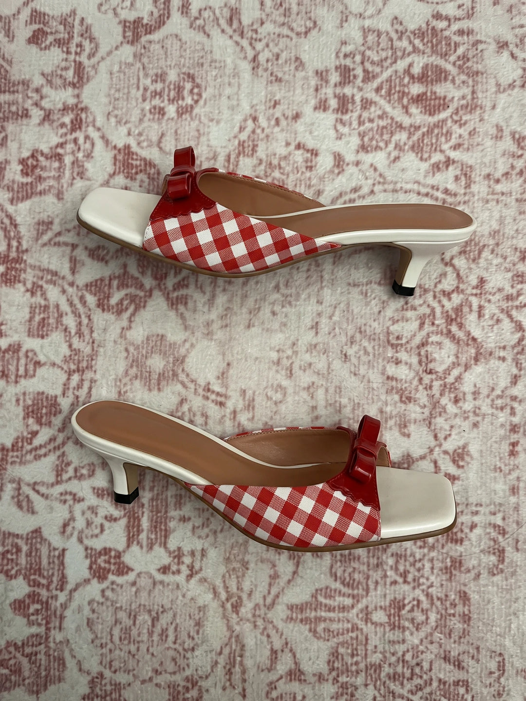 Albertine Gingham Bow Mules