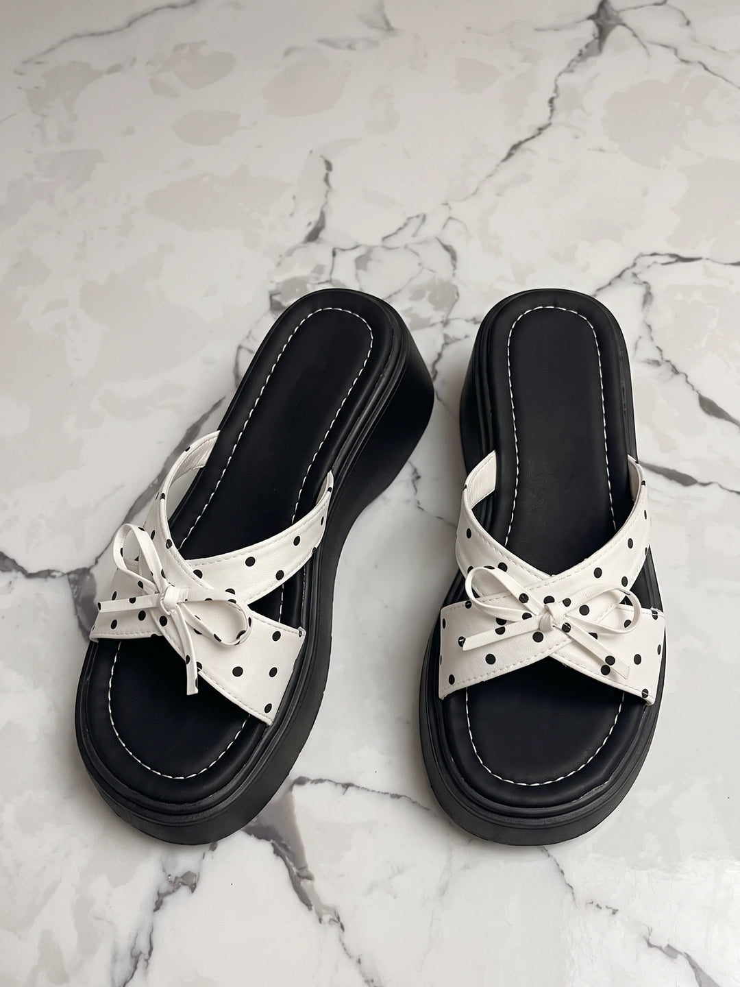 Ariane Polka Dot Platform Mules