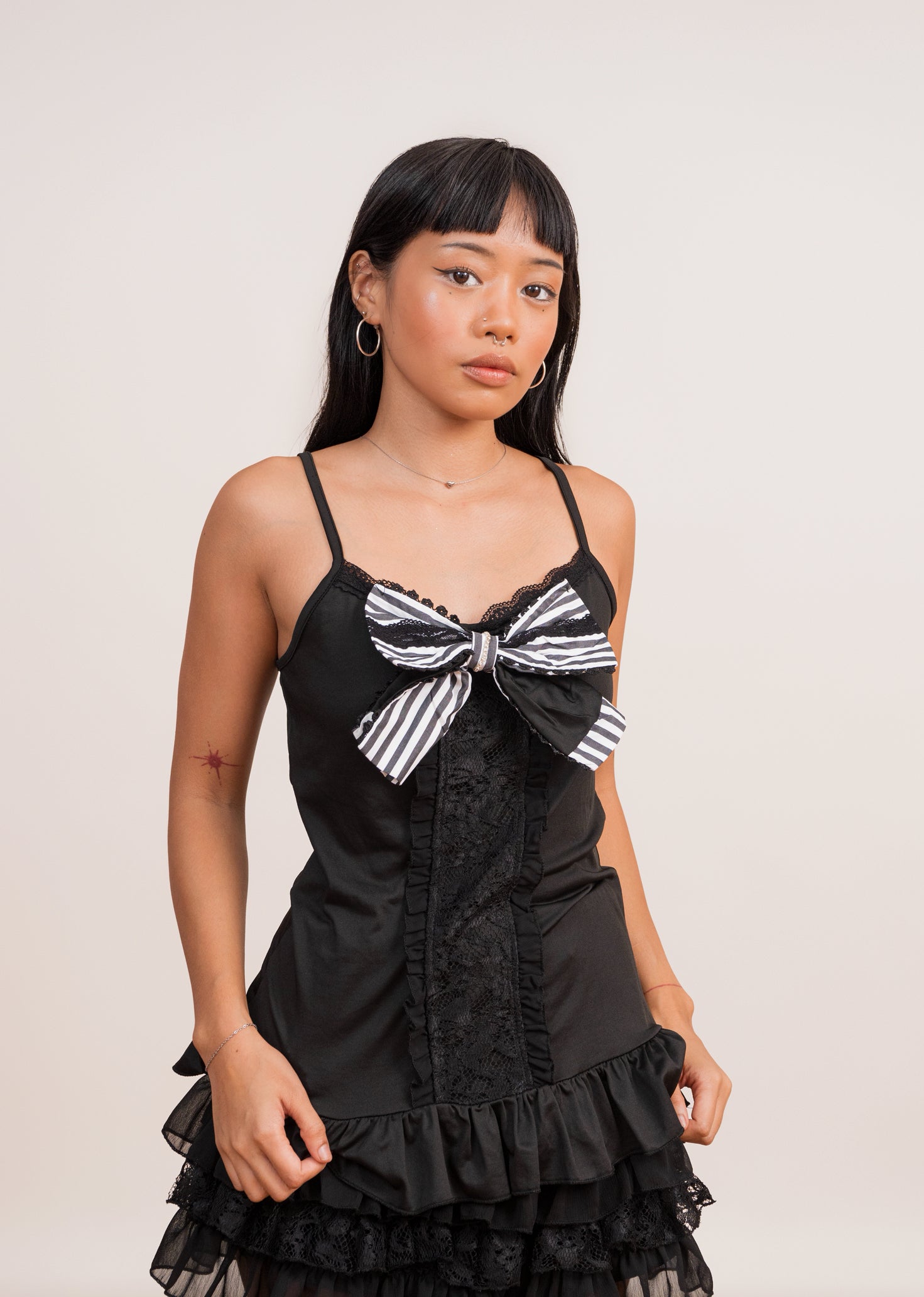 Monochrome Bow Three-Piece Outfit Set