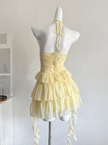 French Ruffled Chiffon Cake Dress