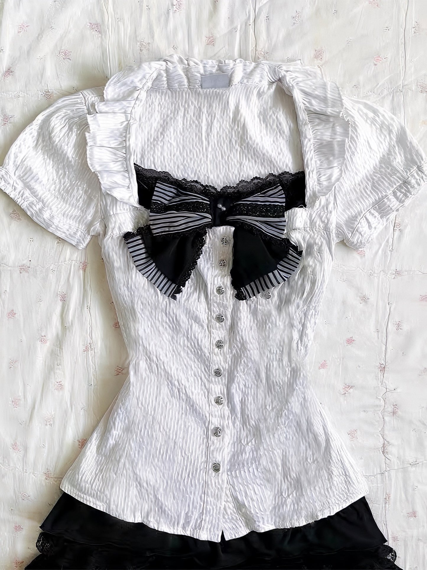 Midnight Charm Suspender Set – Blouse & Skirt