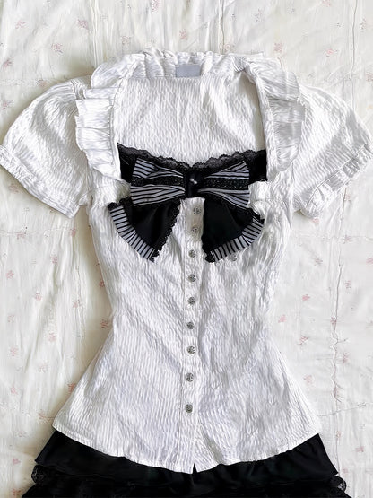 Midnight Charm Suspender Set – Blouse & Skirt