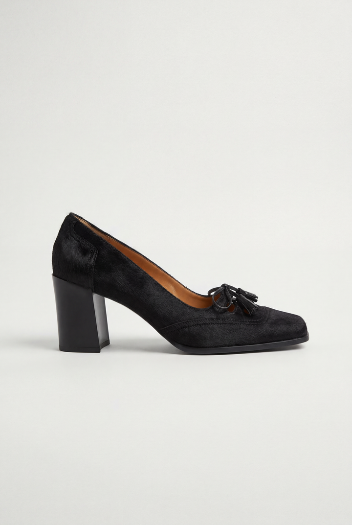 Retro Square Toe Bow Heels