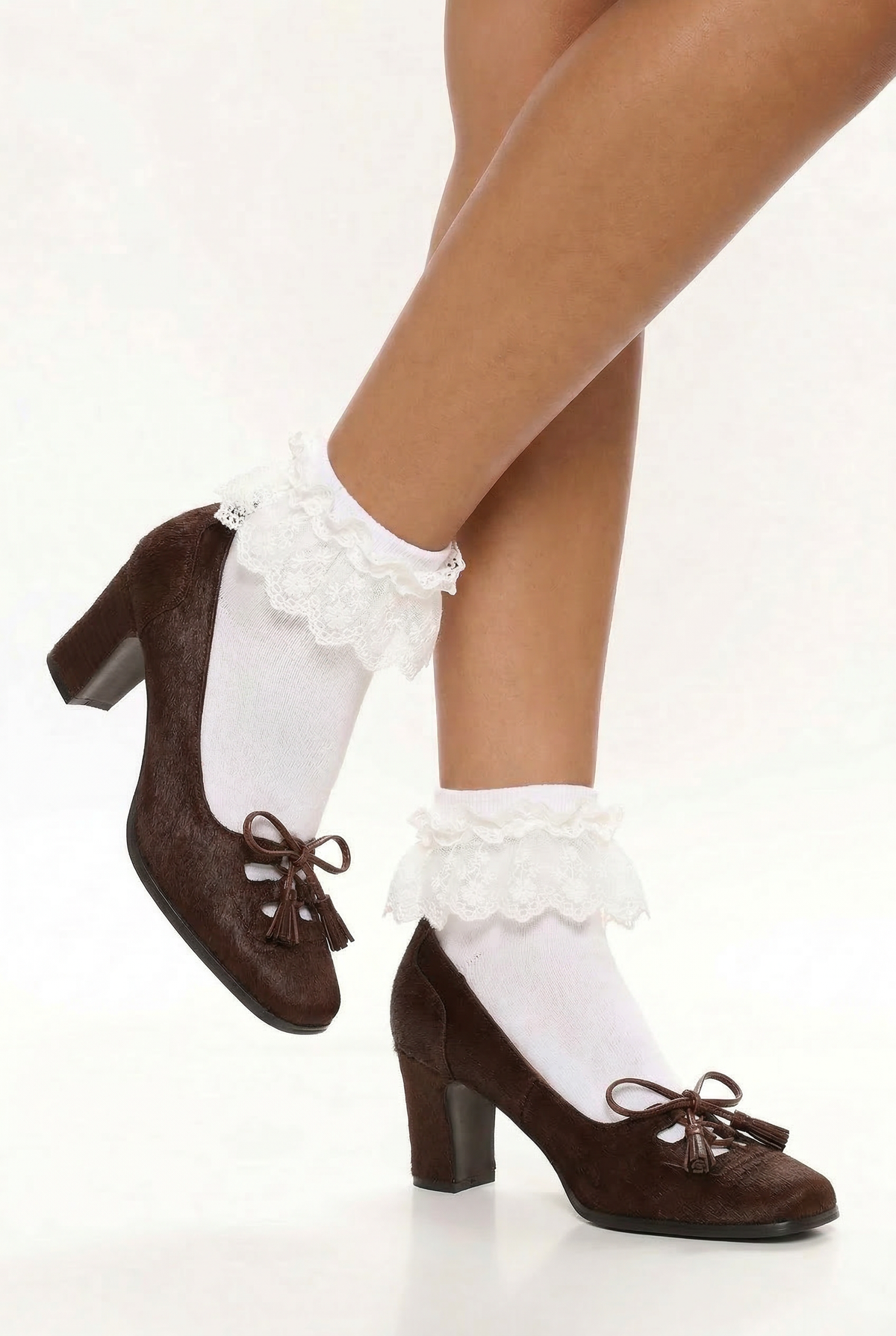 Retro Square Toe Bow Heels
