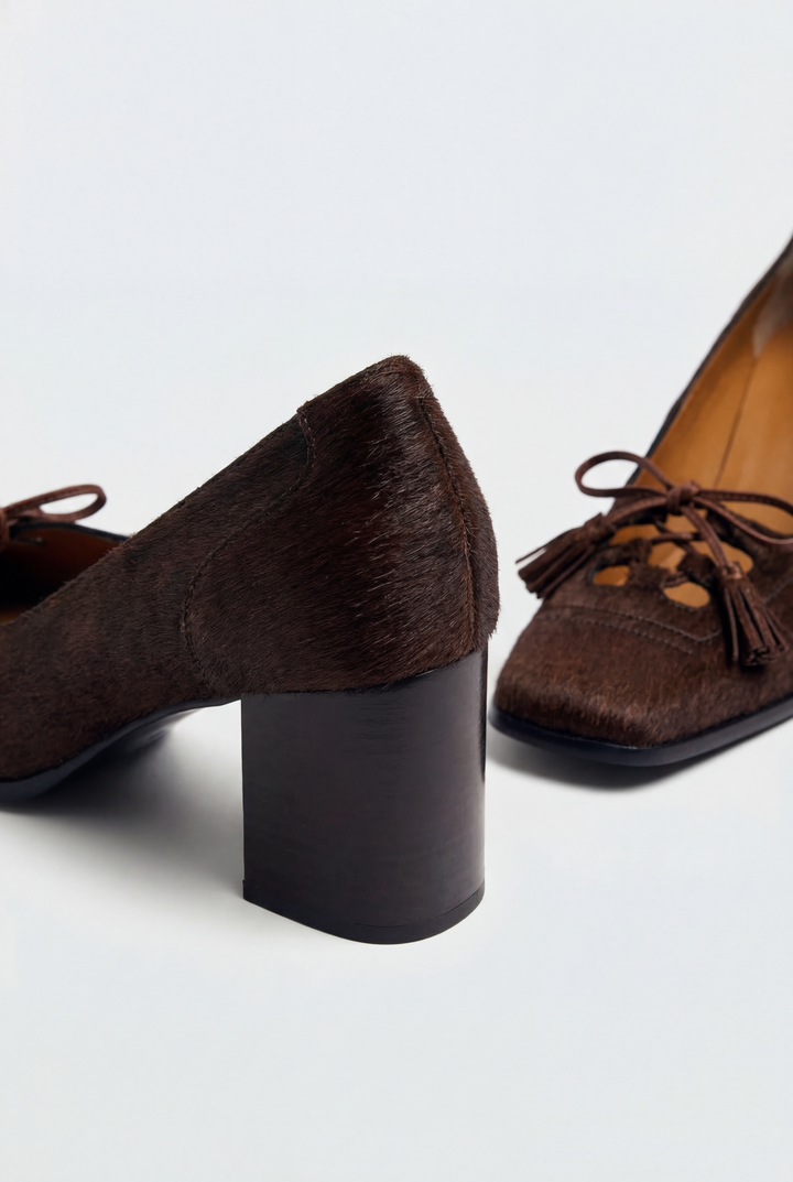 Retro Square Toe Bow Heels