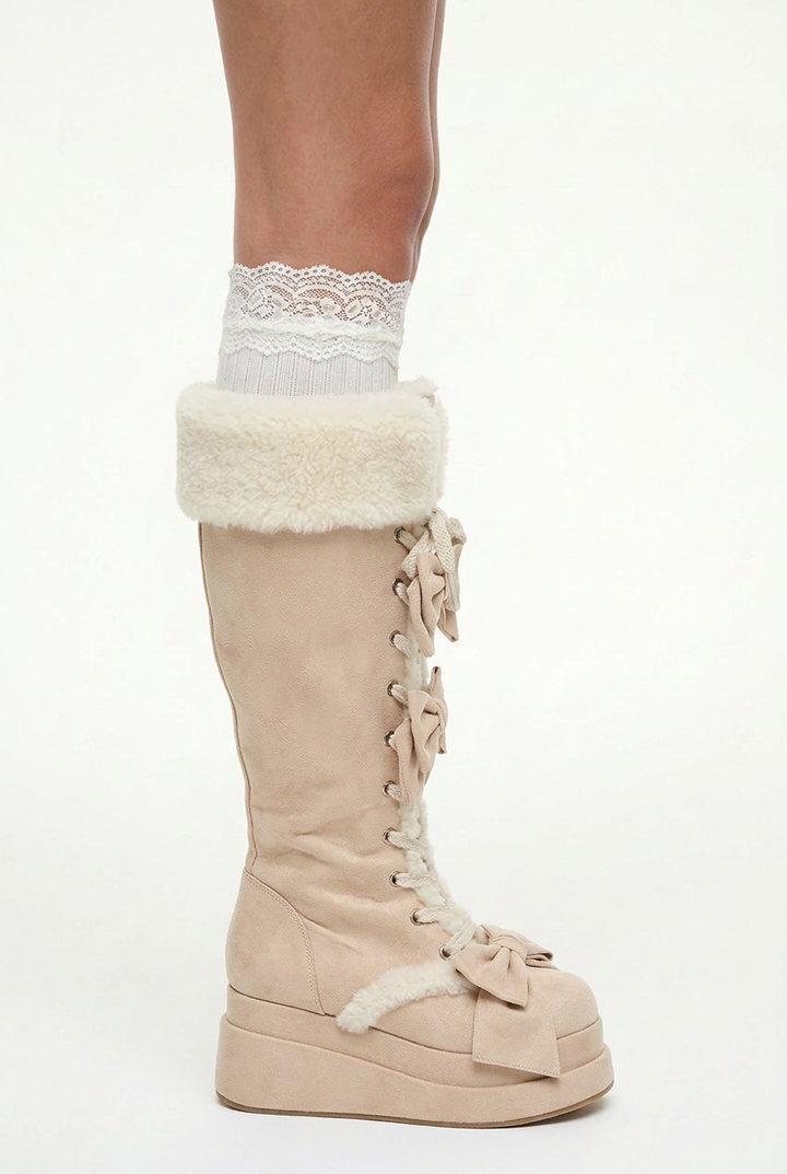 Lolita Bow Winter Calf Boots