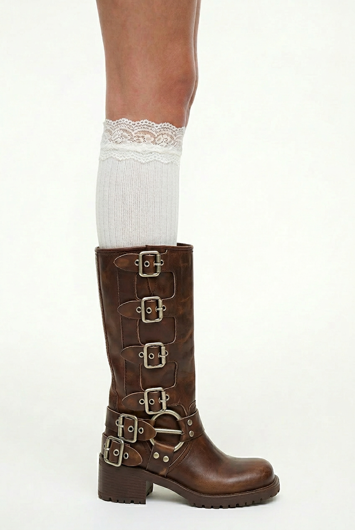 Vintage Buckle Riding Boots