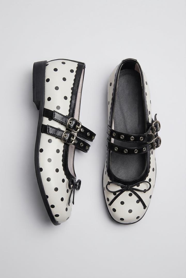 French Polka Dot Mary Janes