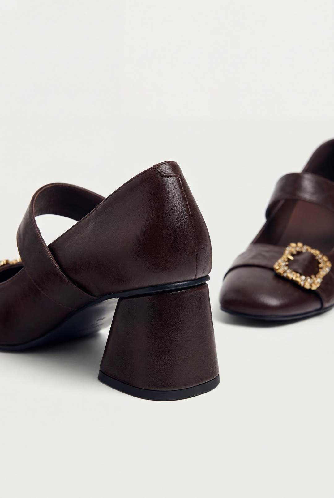 French Retro Lambskin Chunky Heels