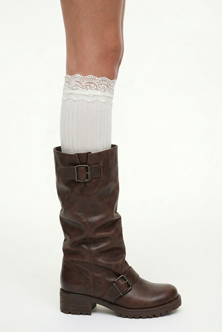 Retro Slouch Mid-Calf Cowgirl Boots